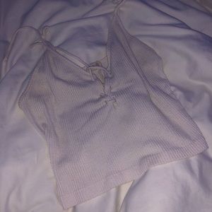 Ribbed White Brandy Melville Crop Tank